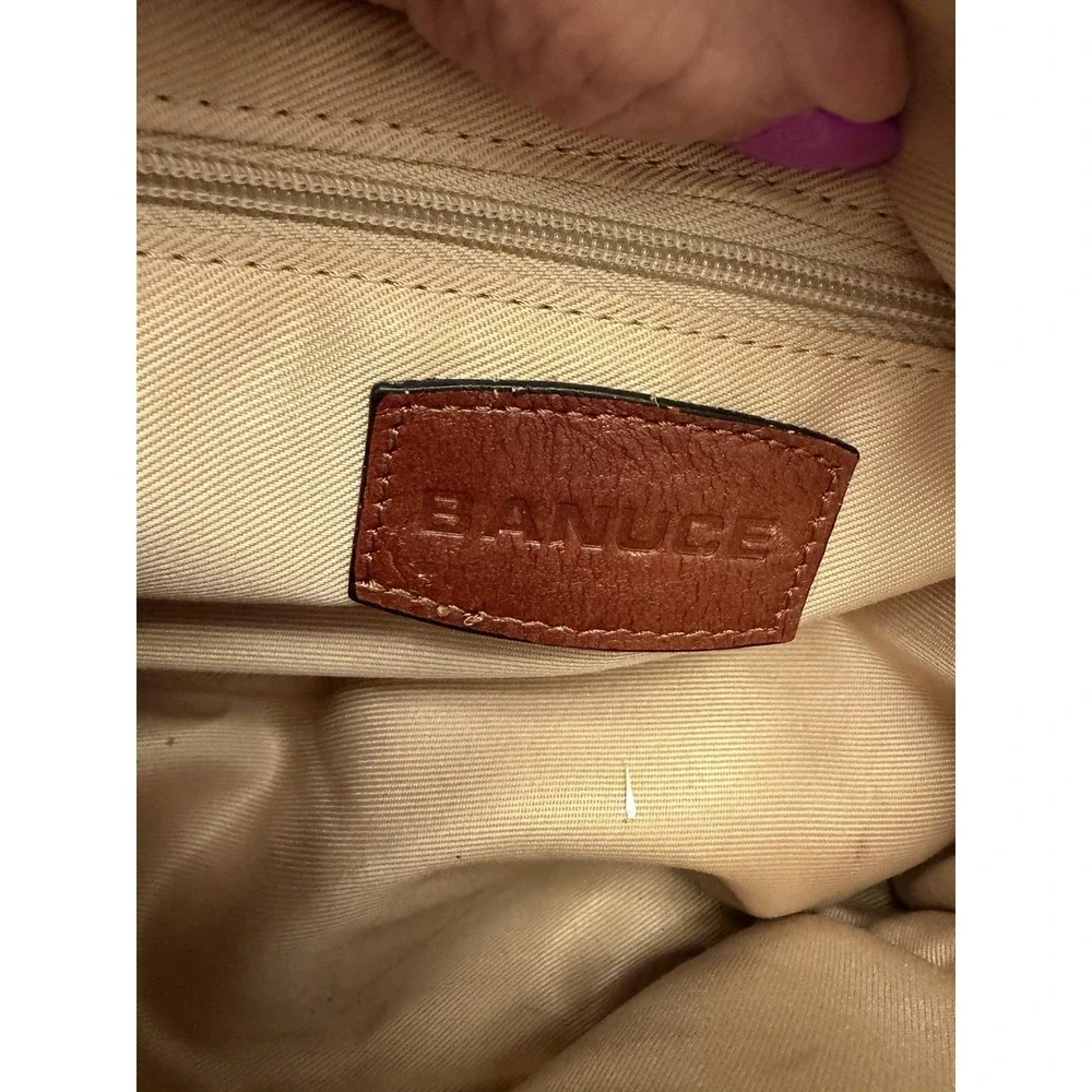 Banuce Full-Grain Italian Vegetable-Tanned Leather Satchel Handbag Red/Brown
